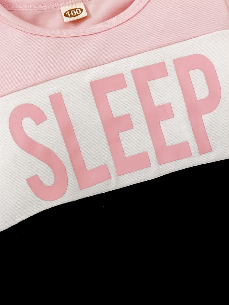 Piger Crewneck Sleep Colorblock Langærmet Pyjamassæt