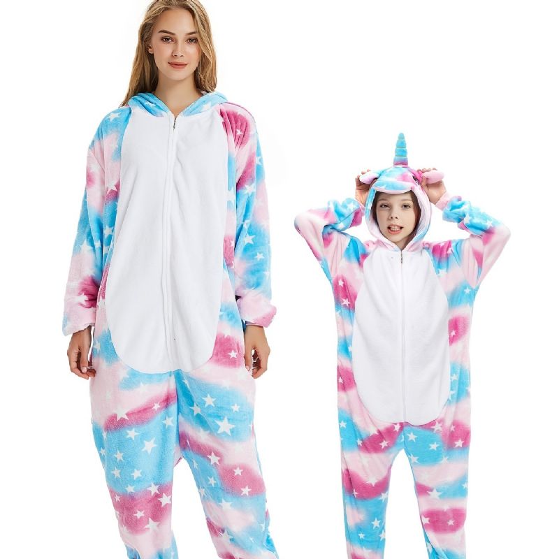 Piger Enhjørning Formet Flannel Pyjamas Termisk Til Vinter