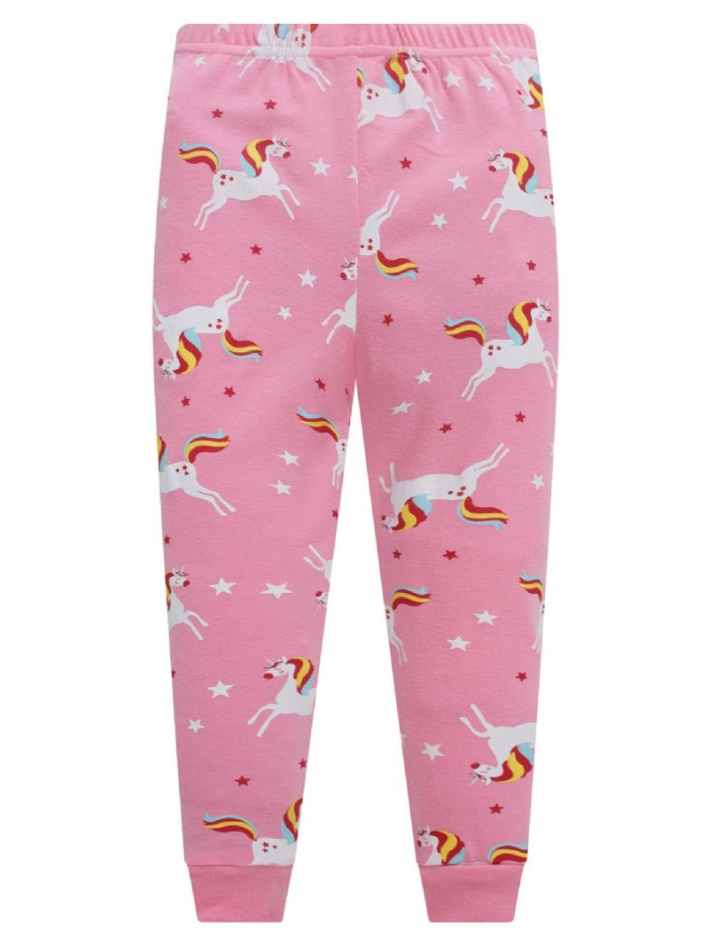 Piger Farve Unicorn Tegneserie Dyr Langærmet Pyjamas Sæt