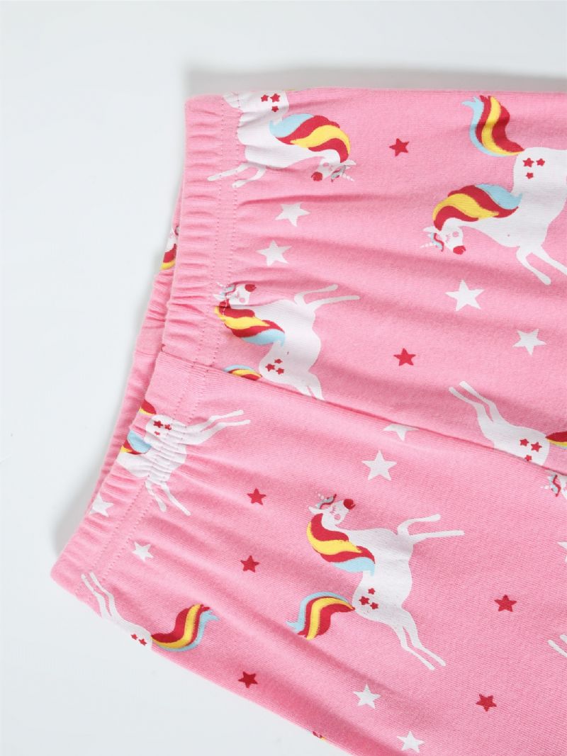 Piger Farve Unicorn Tegneserie Dyr Langærmet Pyjamas Sæt