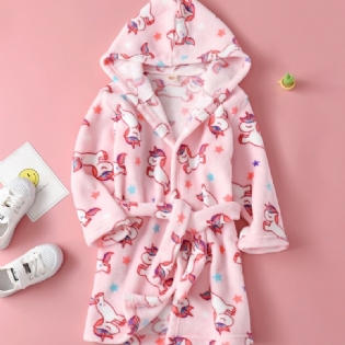 Piger Flannel Robe Pyjamas Hætte Loungewear 2023 Autumn Winter New