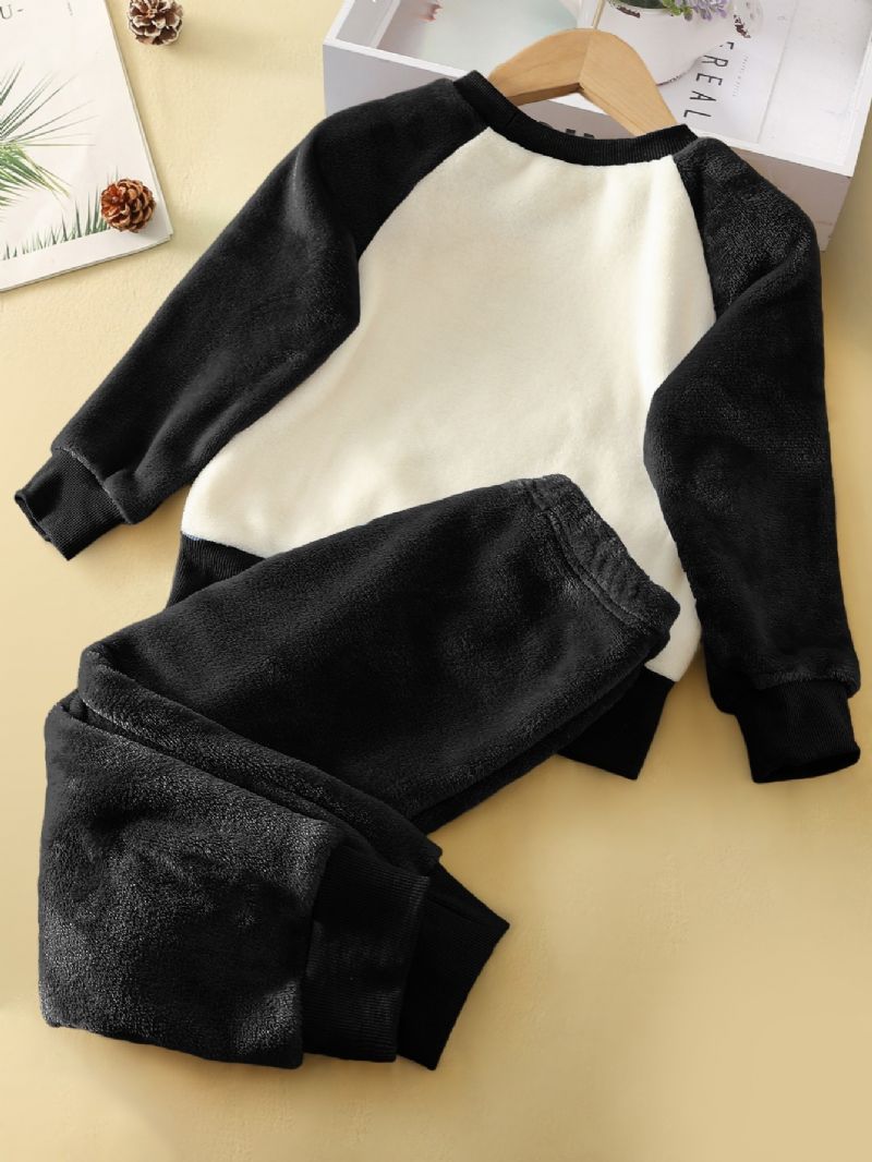 Piger Fleece Pyjamas Sæt Bunny Rabbit Mønster Langærmet Top + Matchende Bukser Lounge Wear Hjemmetøj Børnetøj Efterår Vinter Outfits