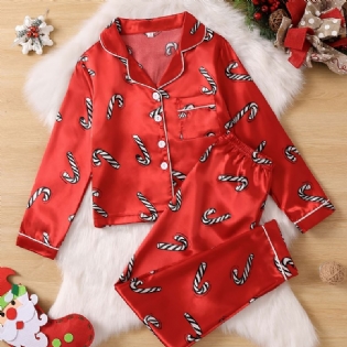 Piger Langærmet Skjorte + Bukser Pyjamas Sæt Børnetøj Jul