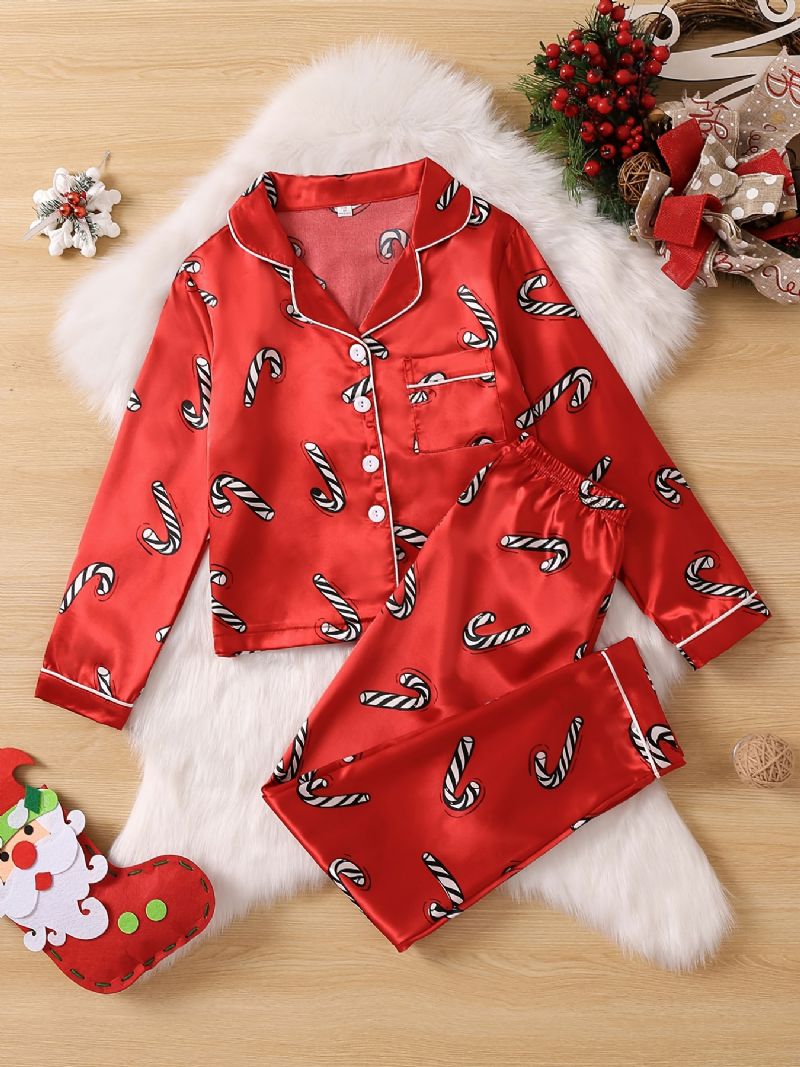 Piger Langærmet Skjorte + Bukser Pyjamas Sæt Børnetøj Jul