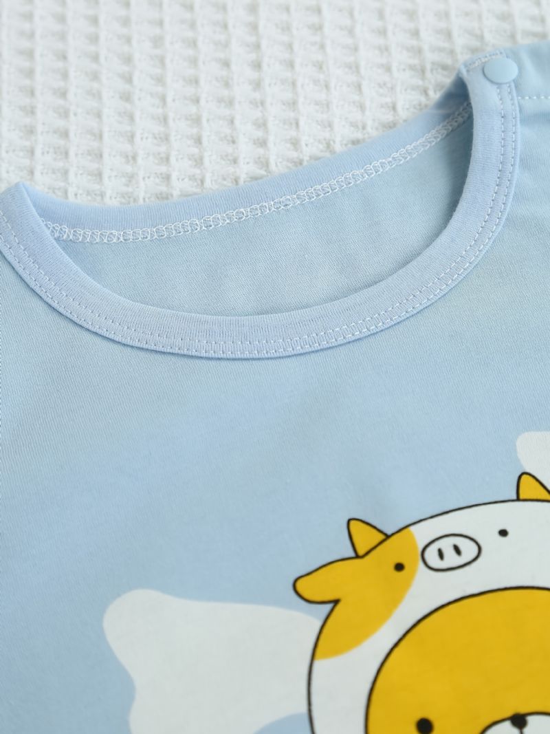 Piger Lounge Wear Hjemmetøj Langærmet Top Og Matchende Bukser Pyjamassæt Med Tegneserietryk Baby Børnetøj