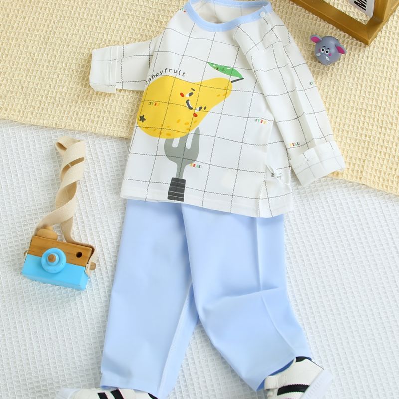Piger Lounge Wear Hjemmetøj Langærmet Top Og Matchende Bukser Pyjamassæt Med Tegneserietryk Baby Børnetøj