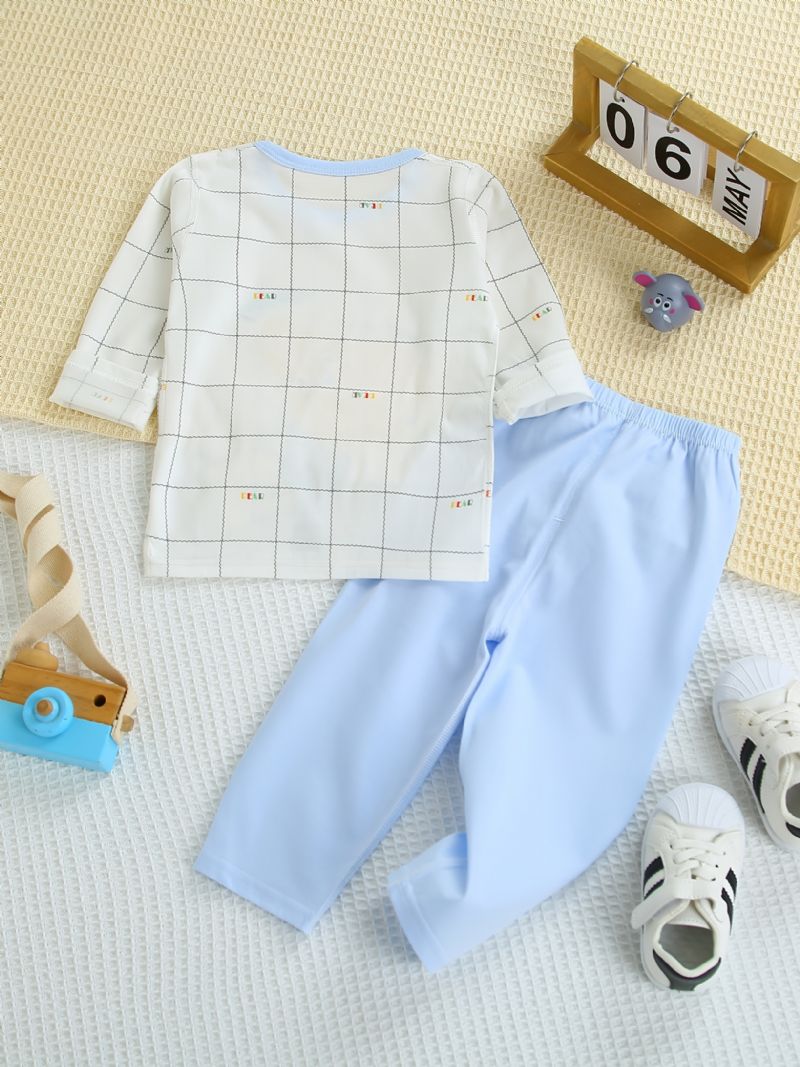 Piger Lounge Wear Hjemmetøj Langærmet Top Og Matchende Bukser Pyjamassæt Med Tegneserietryk Baby Børnetøj