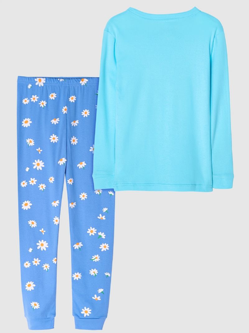 Piger Pyjamas Daisy Print Rund Hals Langærmet Top & Bukser Sæt
