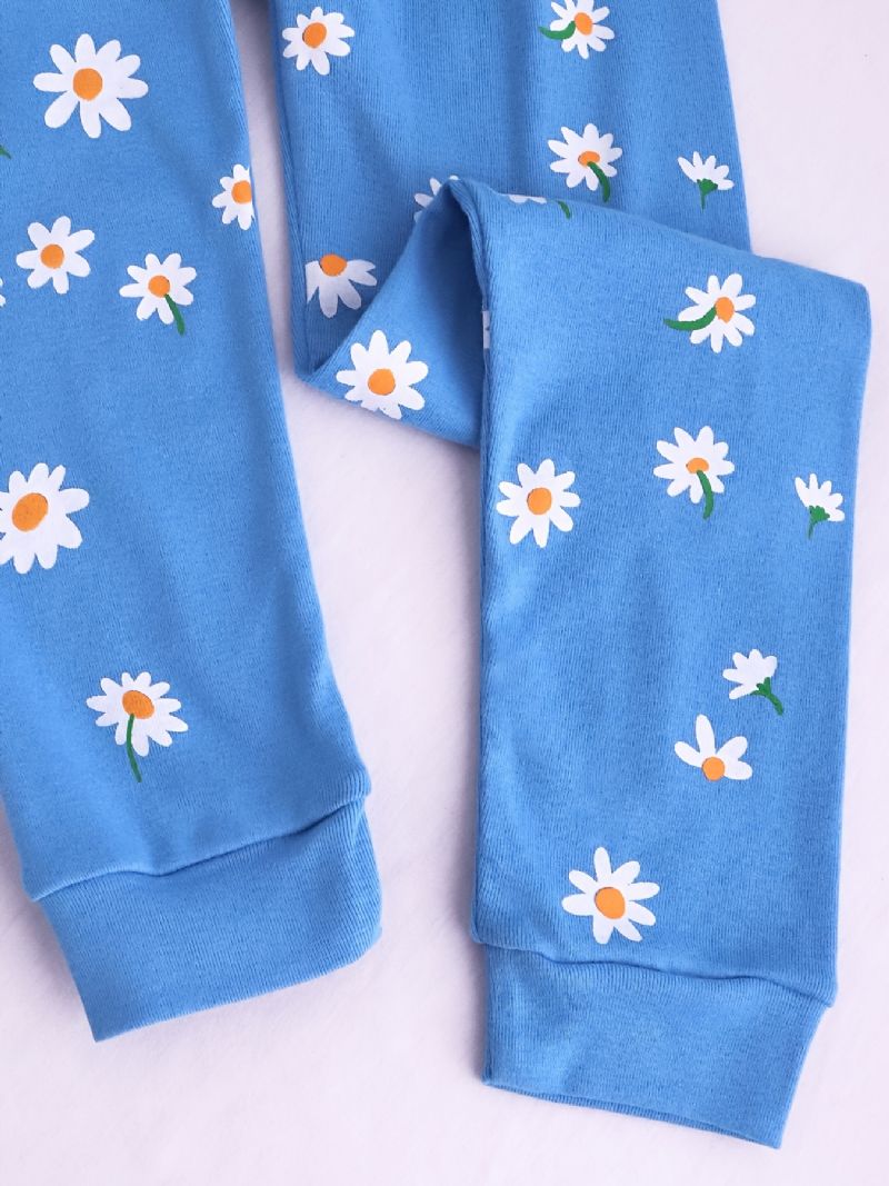 Piger Pyjamas Daisy Print Rund Hals Langærmet Top & Bukser Sæt