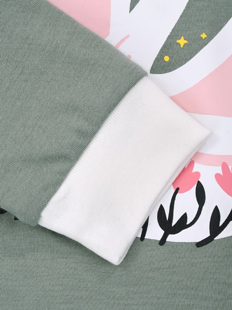 Piger Swan Sweatshirt + Bukser Sæt Børnetøj Pyjamas Sæt Lounge Wear Hjemmetøj