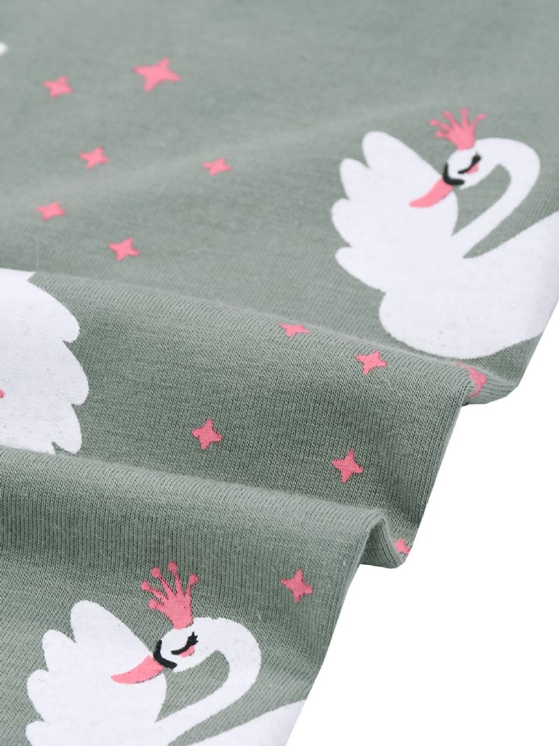 Piger Swan Sweatshirt + Bukser Sæt Børnetøj Pyjamas Sæt Lounge Wear Hjemmetøj