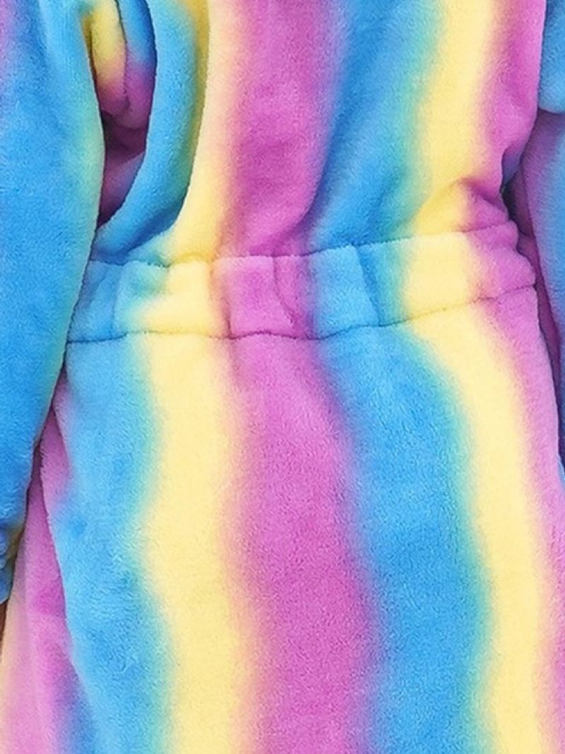 Piger Varm Fleece Badekåbe Rainbow Galaxy Stripe Børnetøj Nattøj