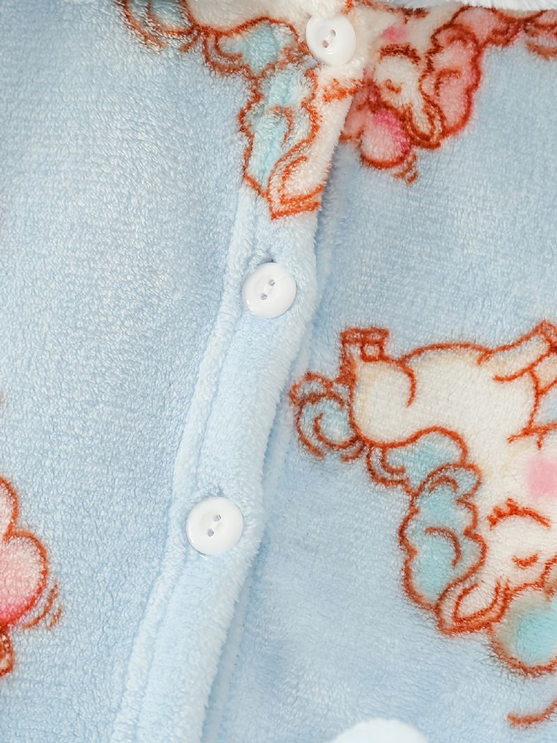 Piger Varm Unicorn Print Knappet Top + Bukser Pyjamas Sæt Børnetøj Nattøj Til Vinter