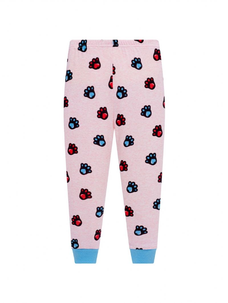 Popshion 2stk Piger Kat Aniaml Tegneserie Mønster Top & Kat Pote Print Pyjamas Bukser Sæt