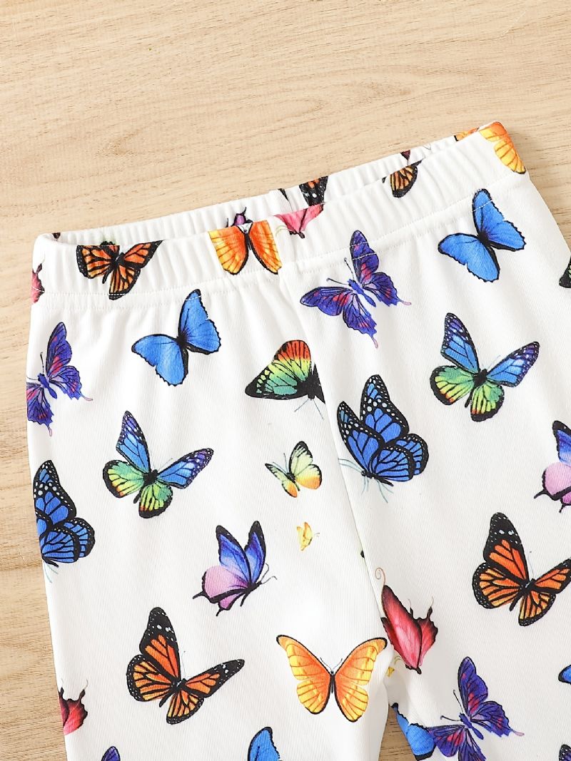 Pyjamassæt Langærmet Top Og Matchende Bukser Sæt Med Sommerfugleprint