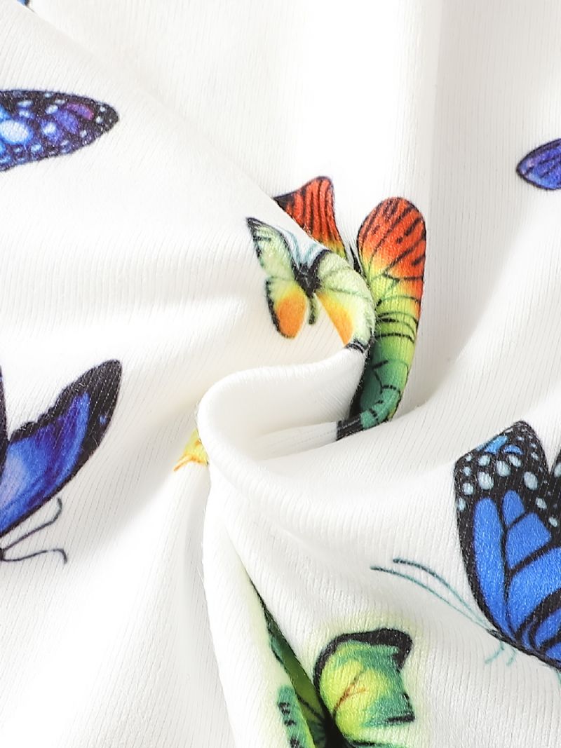 Pyjamassæt Langærmet Top Og Matchende Bukser Sæt Med Sommerfugleprint