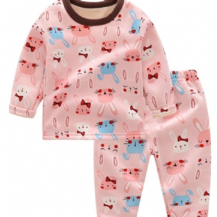 Pyjamassæt Med Kanintryk Til Småbørnpiger