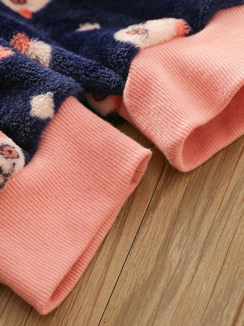 Småbørns Babypyjamas Familieoutfit Sødt Bjørneprint Med Rund Hals Og Langærmet Top Og Bukser Sæt Til Piger Børnetøj
