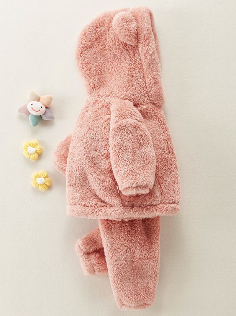 Småbørnspiger Flanell Ensfarvet Pyjamas Og Bukser