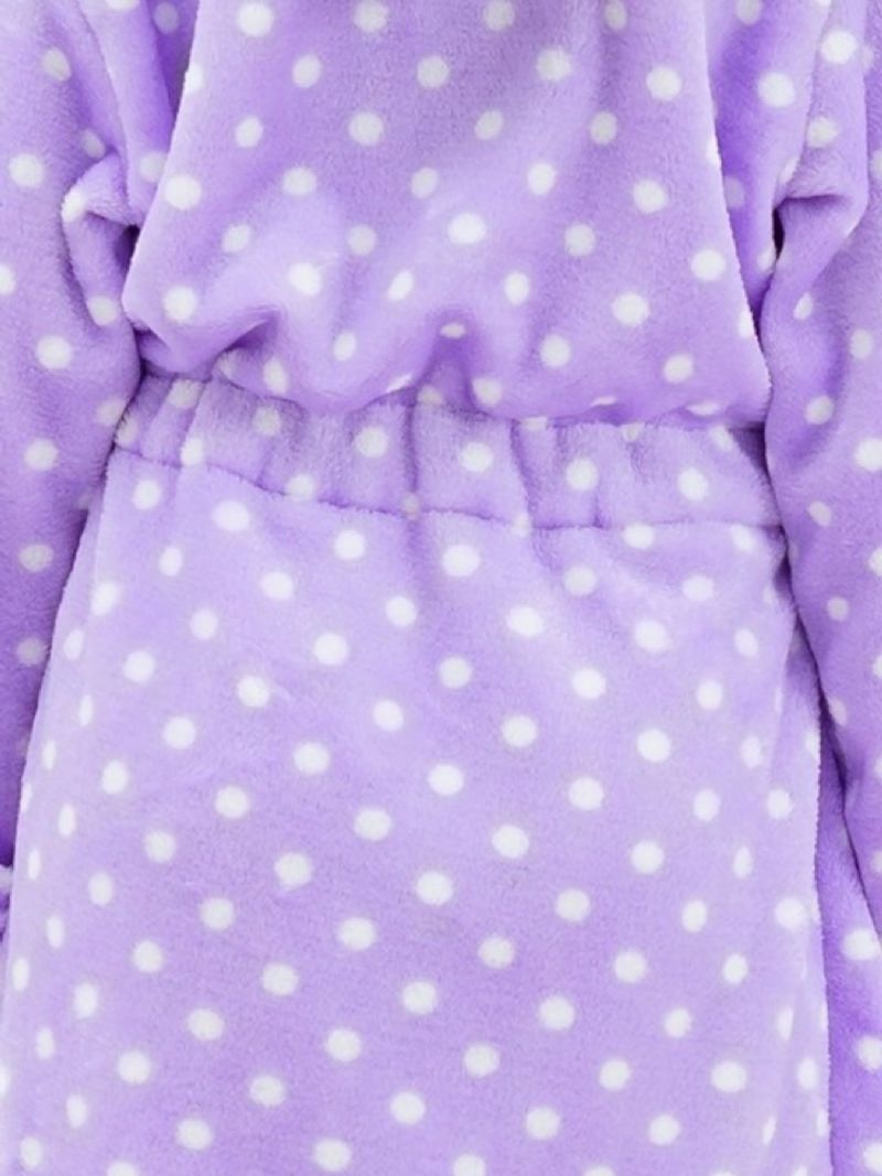 Søde Piger I Fleece Termisk Hættebadekåbe Pyjamas Med Prikker Til Vinterhjem