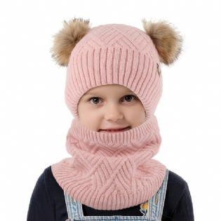 3 Stk Baby Beanie Hatte Tørklæde Handsker Sæt Spædbørn Småbørn Vinter Varm Strik Hue Med Pom Poms & & Til Drenge Piger