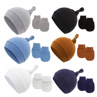 4 Stk Newborn Baby Bomuld Hatte Beanie Warm Kasket & Handsker Sæt Til Piger Drenge