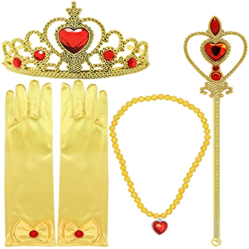 4 Stk/sæt Prinsesse Dress Up Accessories Piger Kronscepter Halskæde Handsker Sæt Børnegaver