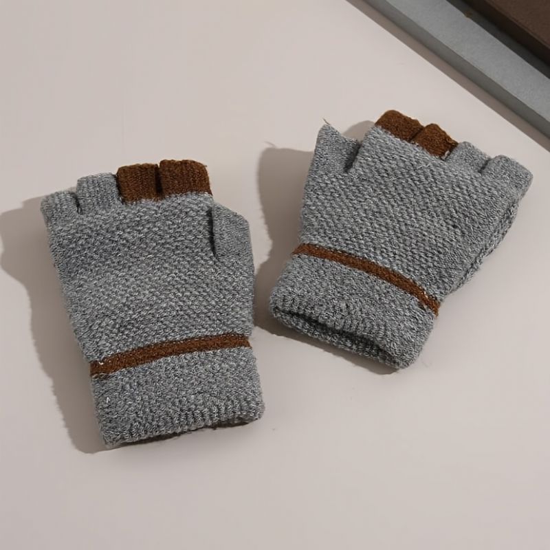 Børne Flip Top Handsker Shield Broderede Strik Varm Vinter Drenge Piger