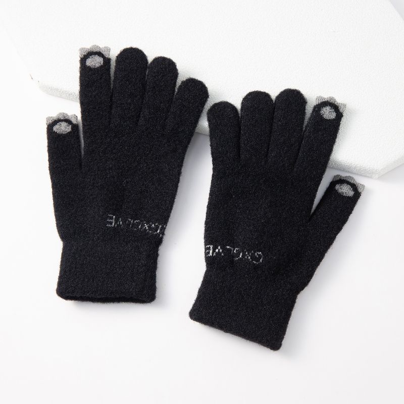 Fleece Varme Touch Screen Handsker Strik Vinter Varm Hæklet Glover Til Damer Piger Her