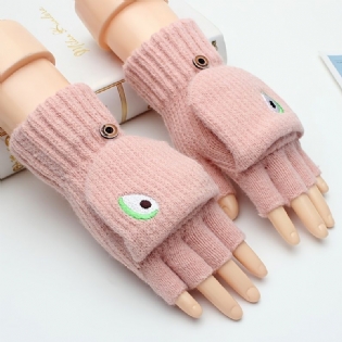 Piger Casual Søde Strikkede Halvfingerhandsker Bløde Komfortable Skridsikre Termiske Handsker Til Vinter