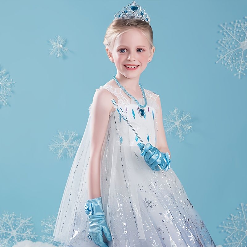 Piger Princess Dress Up Accessories Crown Scepter Halskæde Handsker Øreringe Ringsæt Børnegaver