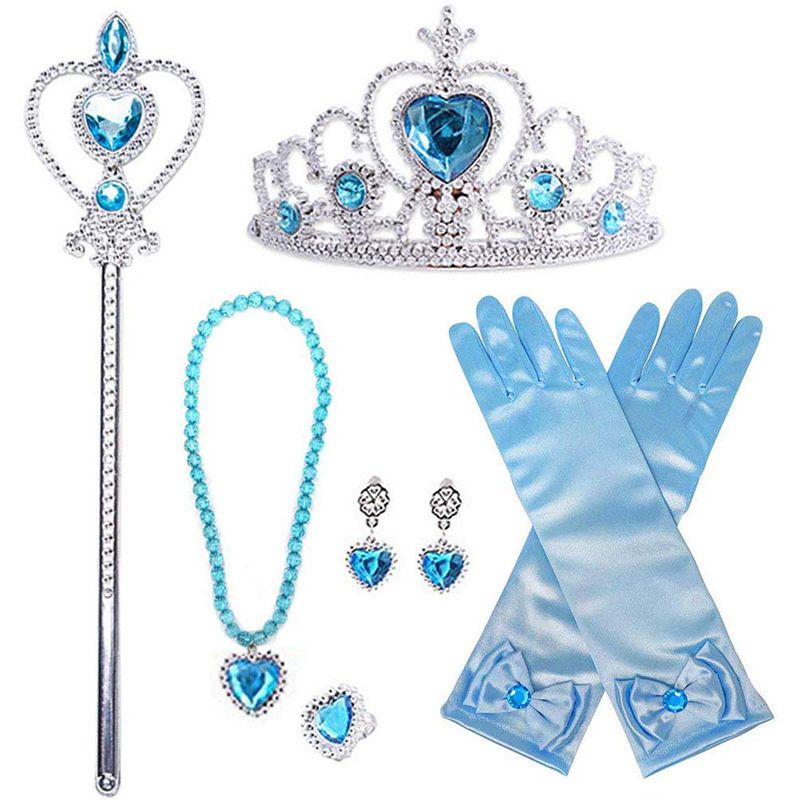 Piger Princess Dress Up Accessories Crown Scepter Halskæde Handsker Øreringe Ringsæt Børnegaver