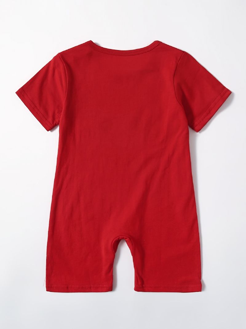 1 Stk Baby Piger Sød Tegneserie Elg Print Romper Rund Hals Jule Jumpsuit Til Fest