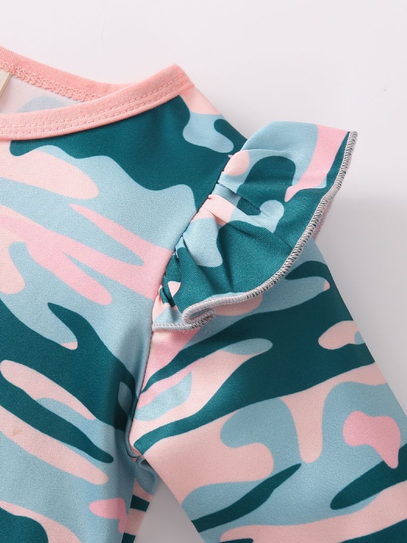 2 Stk Baby Langærmet Camo Jumpsuit Med Pandebånd