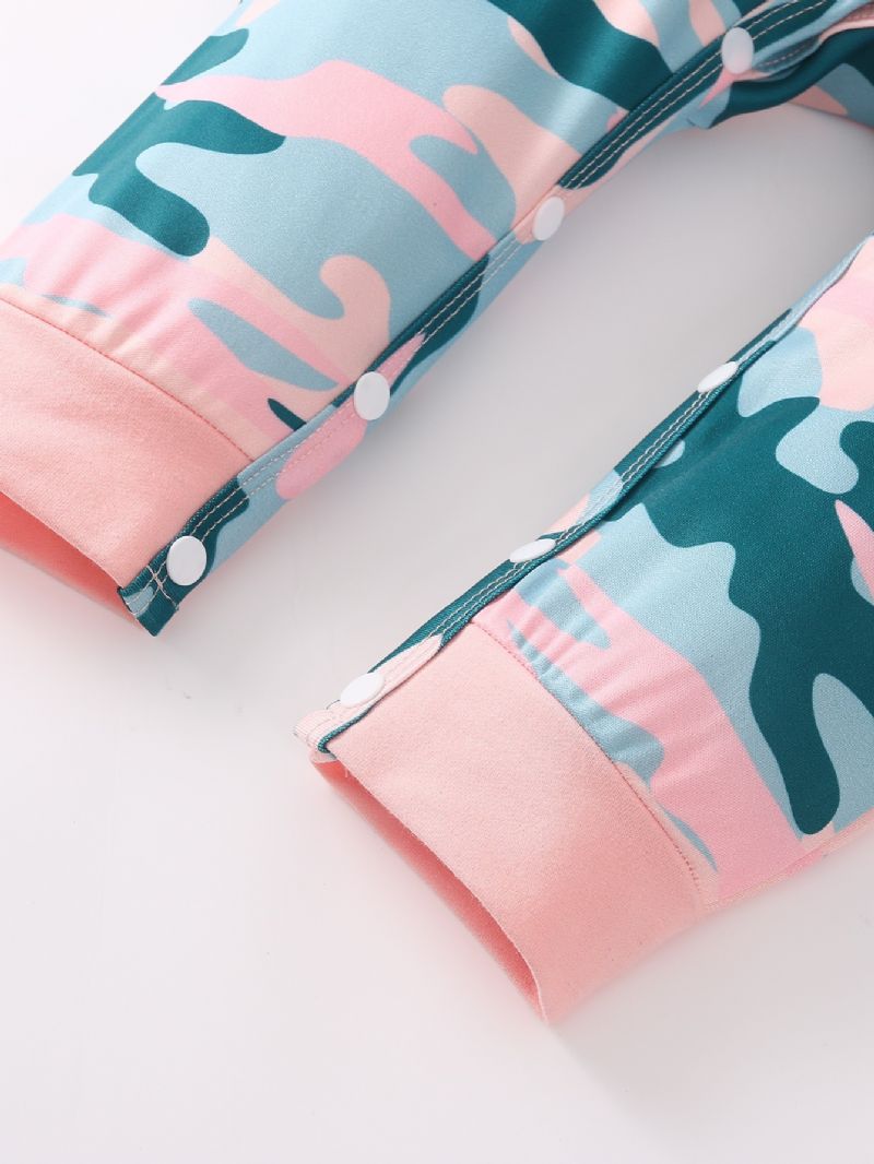 2 Stk Baby Langærmet Camo Jumpsuit Med Pandebånd