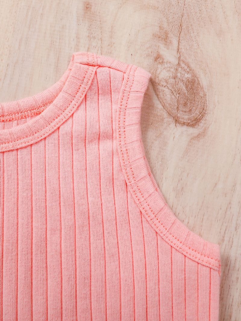 2 Stk Newborn Baby Ensfarvet Jumpsuit Sommerdragt I Bomuld