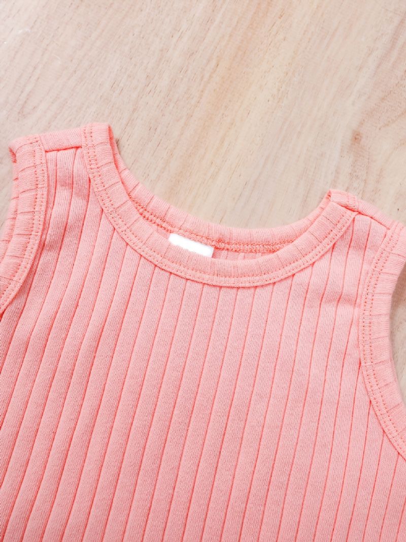 2 Stk Newborn Baby Ensfarvet Jumpsuit Sommerdragt I Bomuld