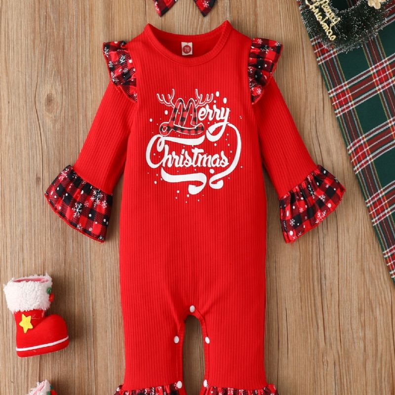 2 Stk Nyfødt Baby Pige Tøj Romper Jul Flæse Langærmet Jumpsuit Bodysuit Sød Onesie Spædbarn Outfits