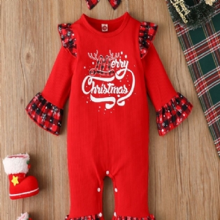 2 Stk Nyfødt Baby Pige Tøj Romper Jul Flæse Langærmet Jumpsuit Bodysuit Sød Onesie Spædbarn Outfits