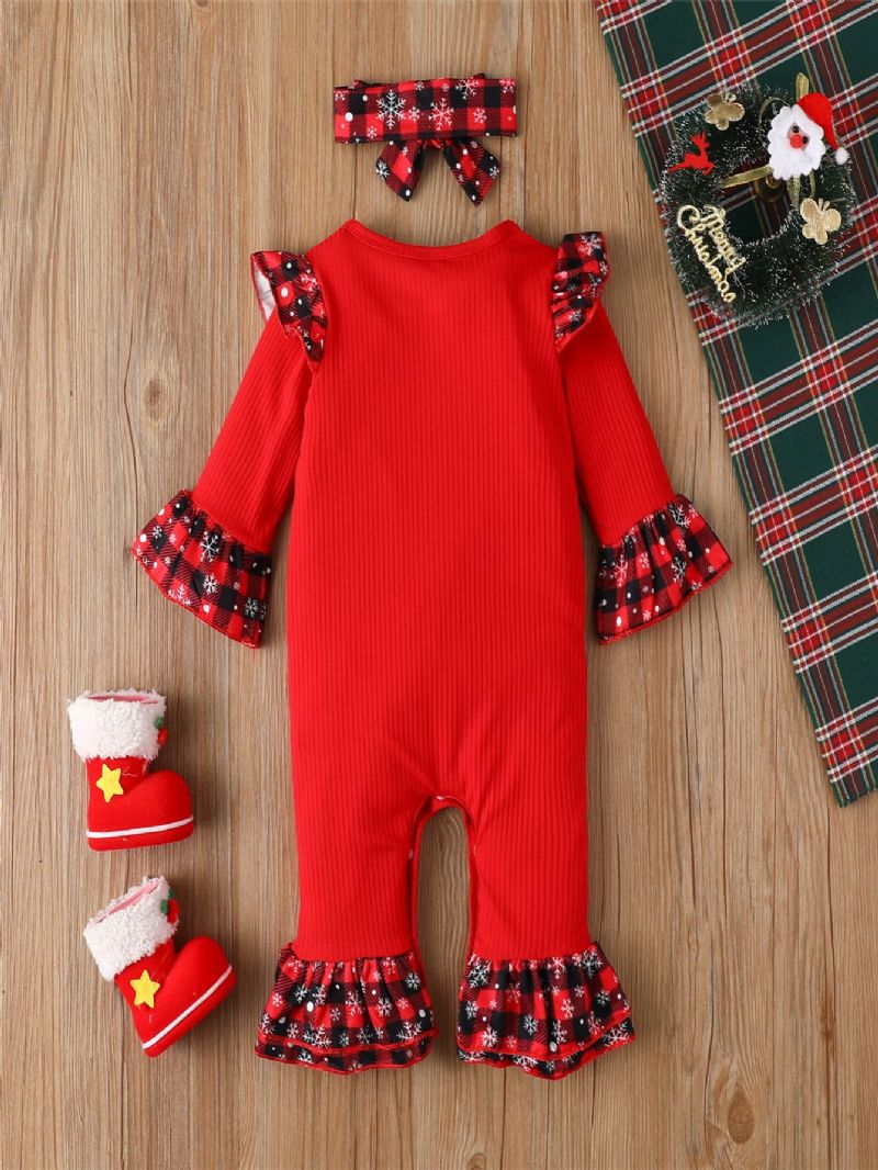 2 Stk Nyfødt Baby Pige Tøj Romper Jul Flæse Langærmet Jumpsuit Bodysuit Sød Onesie Spædbarn Outfits