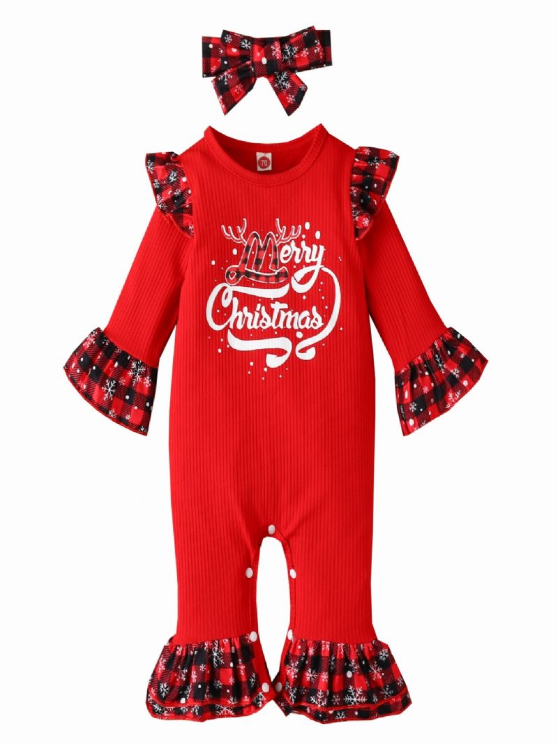 2 Stk Nyfødt Baby Pige Tøj Romper Jul Flæse Langærmet Jumpsuit Bodysuit Sød Onesie Spædbarn Outfits