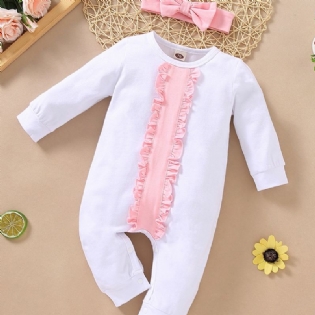 2 Stk Sød Bomuld Baby Piger Romper Jumpsuit & Pandebånd