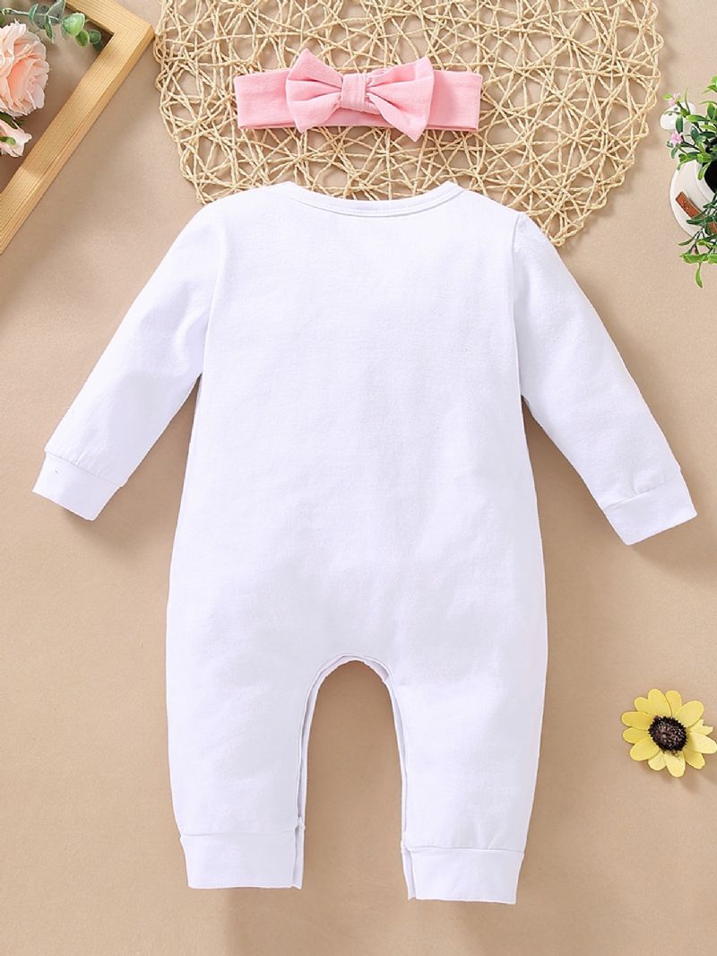 2 Stk Sød Bomuld Baby Piger Romper Jumpsuit & Pandebånd