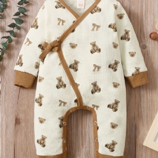 Baby Drenge Piger Jumpsuits Med Bear Print Decor
