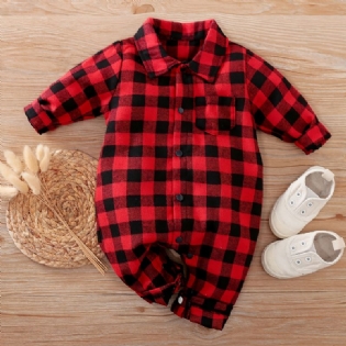 Baby Drenge Piger Plaid Jumpsuit Onesie Babytøj