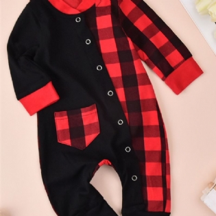 Baby Jumpsuit Jul Patchwork Plaid Bomuld Langærmet