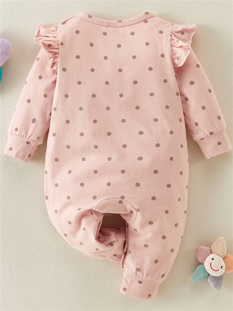 Baby Pige Brev Print Polka Dot Jumpsuit