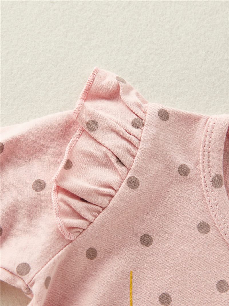Baby Pige Brev Print Polka Dot Jumpsuit