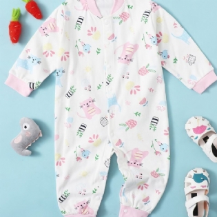 Baby Pige Langærmet Printet Jumpsuit Romper Bodysuit