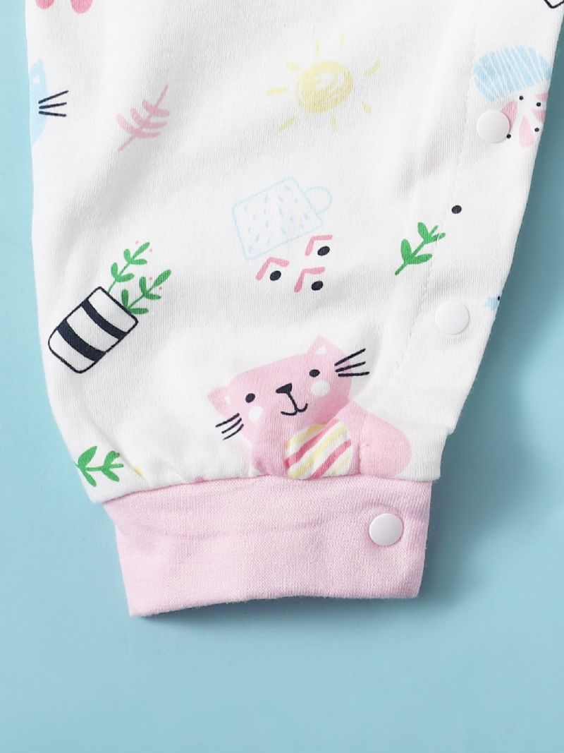 Baby Pige Langærmet Printet Jumpsuit Romper Bodysuit